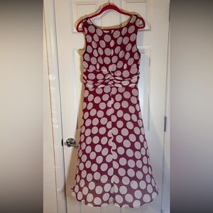 Dressbarn Red and White Polka Dot Midi Dress